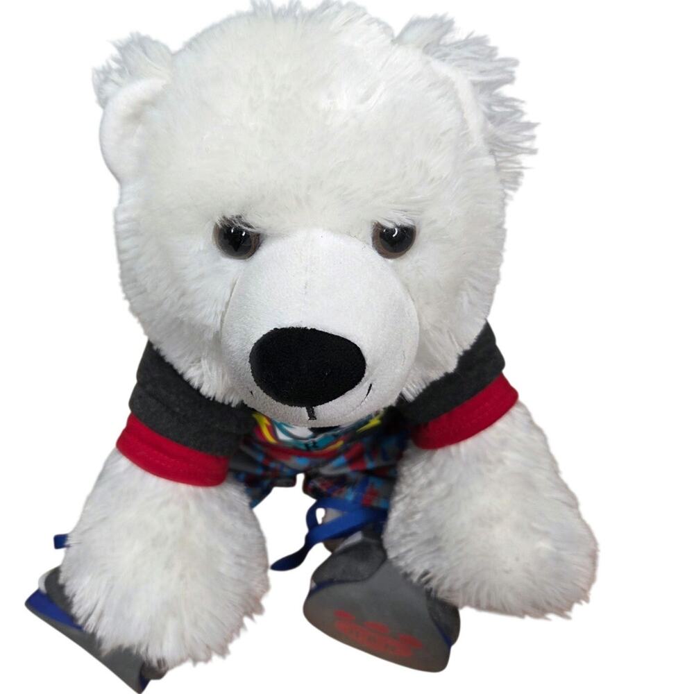 BUILD-A-BEAR 12" sitting white polar bear with clothes